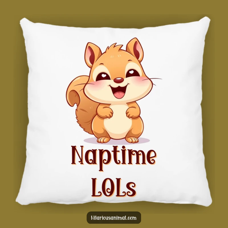 Soft Funny Squirrel Pillow: Happy Laughing Critter, Bright Eyes, Cozy Accent, Gift