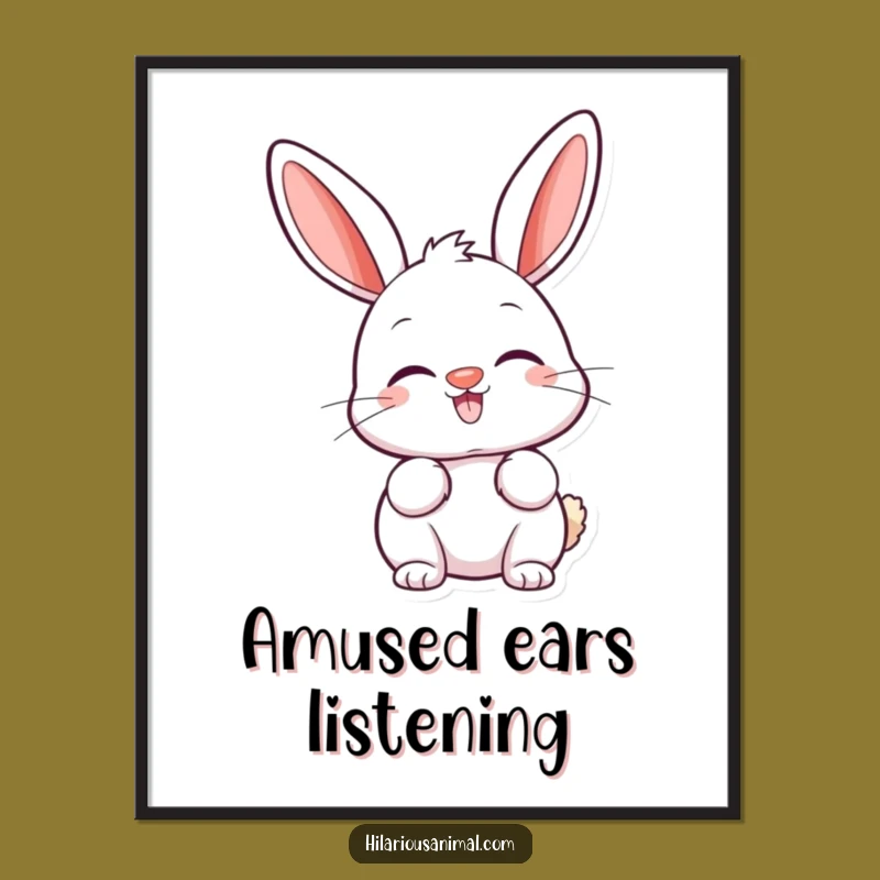 Funny Happy Bunny Digital Art - Twitching Nose & Perked Ears, Instant Charm!