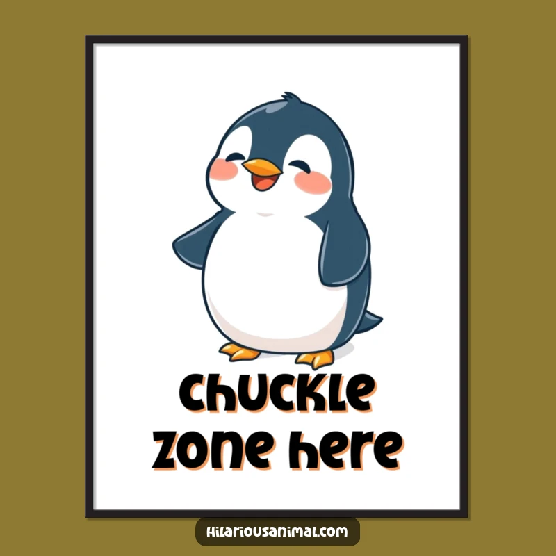 Funny Penguin Digital Art: Belly Laughing Print, Instant Funny Gift Download!