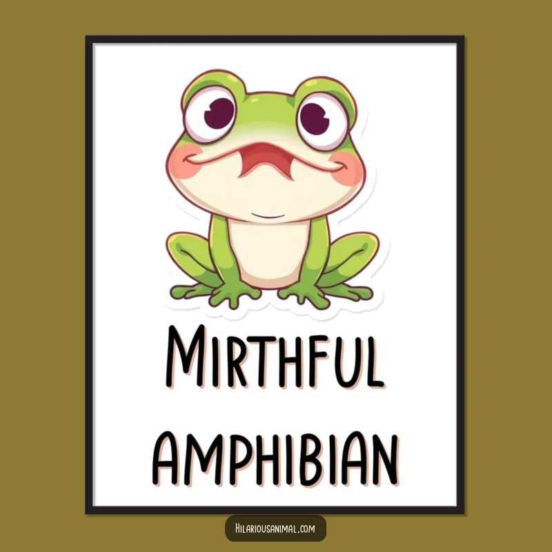 Funny Amused Frog Digital Art Print: Instant Mirthful Artwork Download