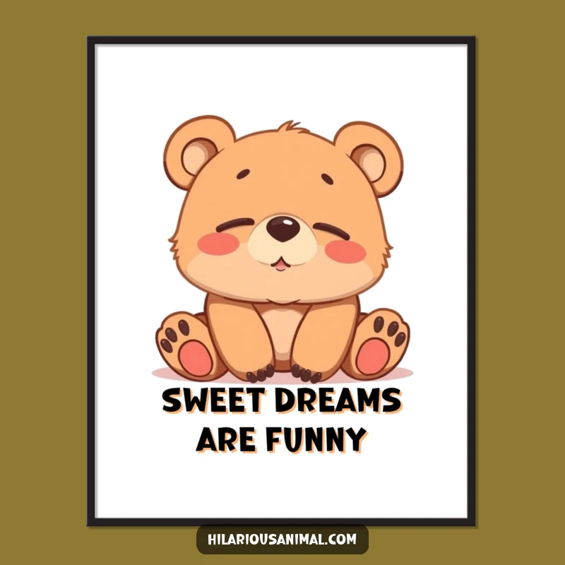 Funny Bear Cub Chuckling Digital Art: Instant Calm Humor Download