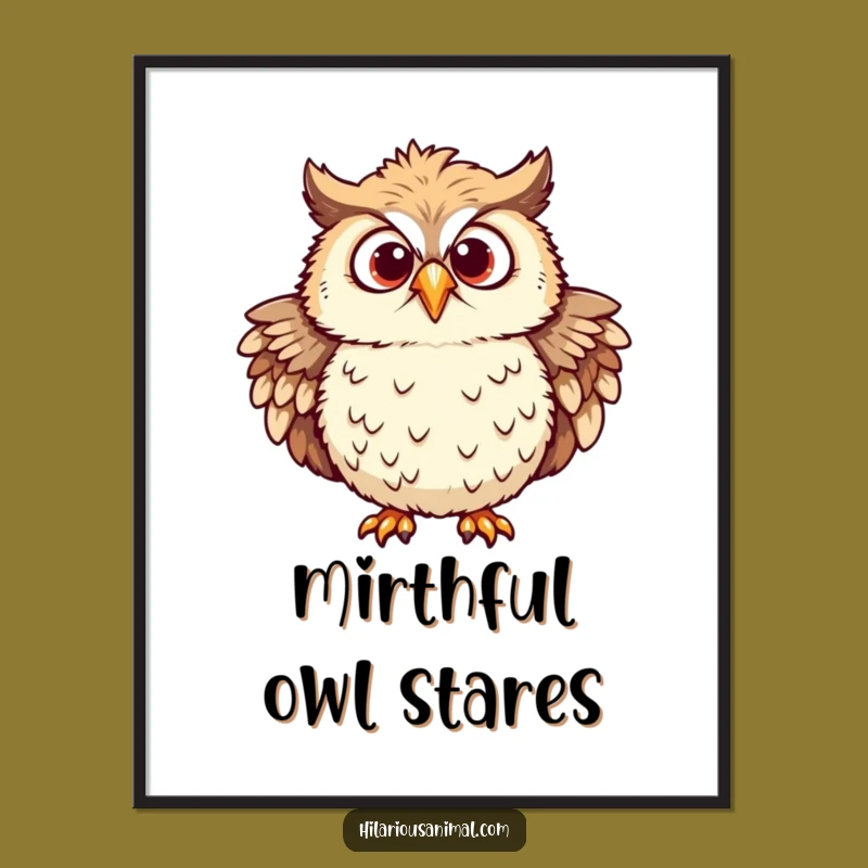 Funny Chuckling Owl Digital Art - Ruffled Feathers, Mirthful Eyes, Instant Wit!