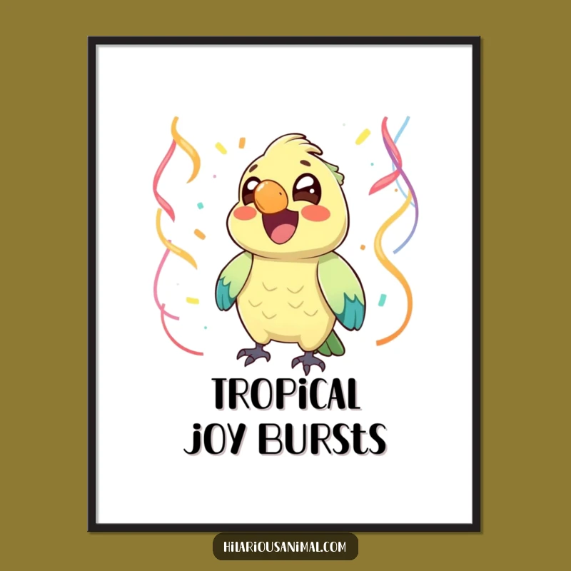Funny Chuckling Parrot Digital Art: Instant Fiesta Print, Joyful Bird, Hilarious Funny Gift