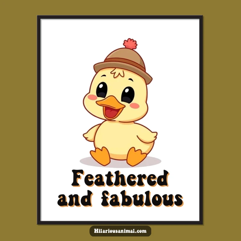 Funny Duck Hat Digital Art: Instant Fowl Joy for Your Walls