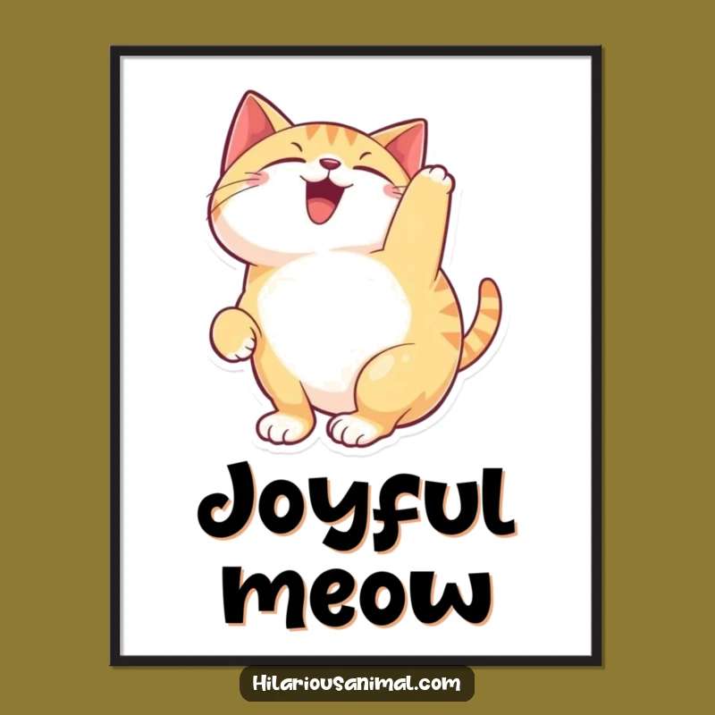 Funny Happy Cat Digital Art: Feline Delight Download, Instant Humor Decor Gift