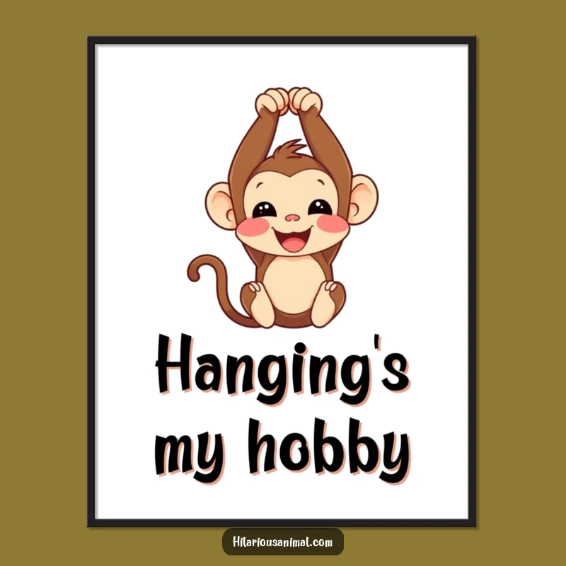 Funny Monkey Cub Digital Art: Instant Joyful Upside-Down Chuckles for Your Walls!