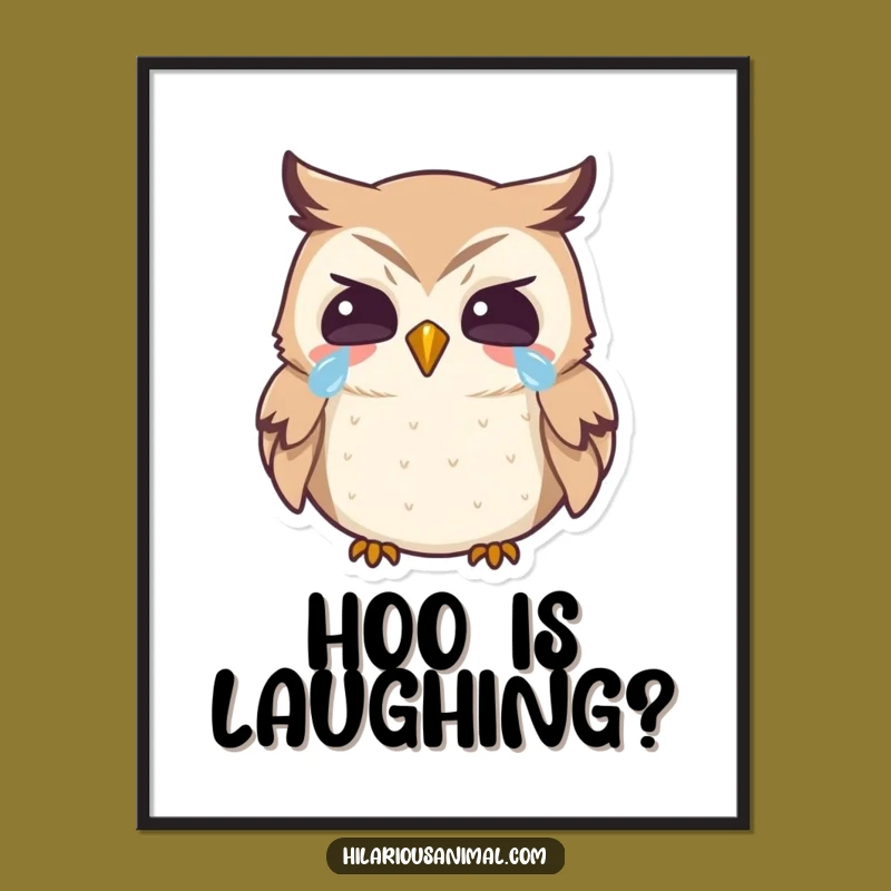 Funny Owl Digital Art: Tears of Laughter Print, Instant Funny Gift Download!