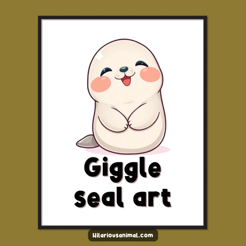 Funny Seal Cub Giggling Digital Art: Instant Hilarious Decor for Joyful Spaces