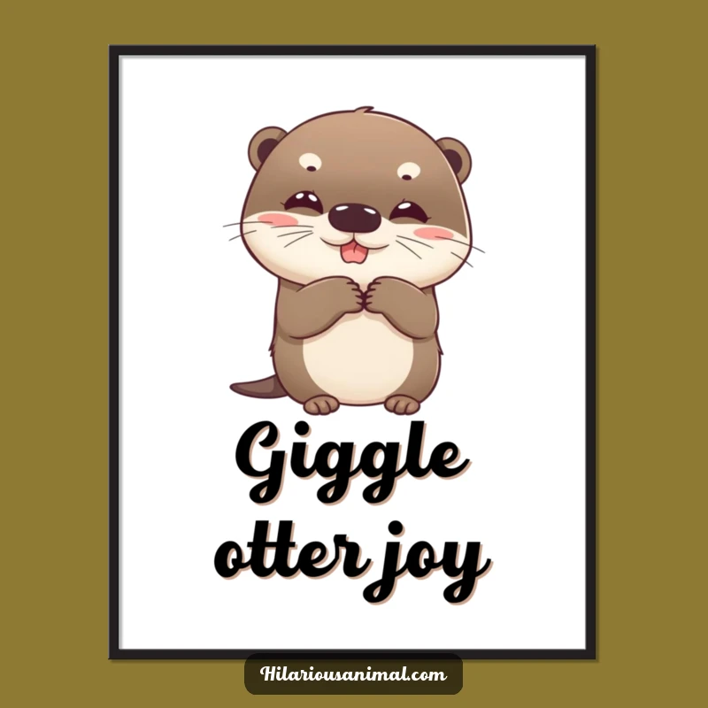 Funny Otter Digital Art: Giggling Cub Print, Instant Funny Gift Download!