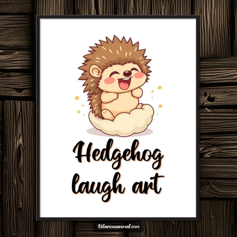 Funny Hedgehog Cub Digital Art Print: A jovial hedgehog cub rolling into a ball of laughter, bringing instant fun.