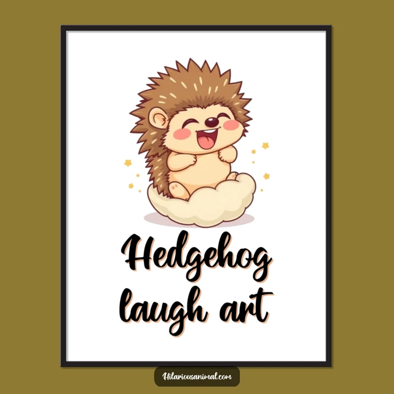 Funny Hedgehog Cub Rolling Digital Art: Instant Hilarious Decor for Joyful Spaces