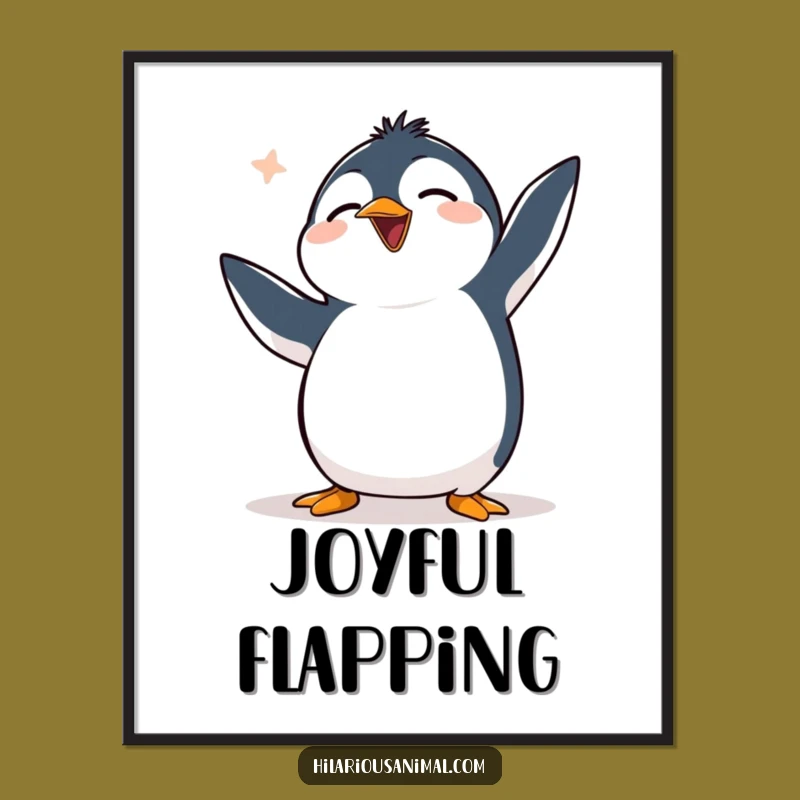 Funny Clumsy Penguin Digital Art Print: Hilarious Artwork for Instant Laughter Download