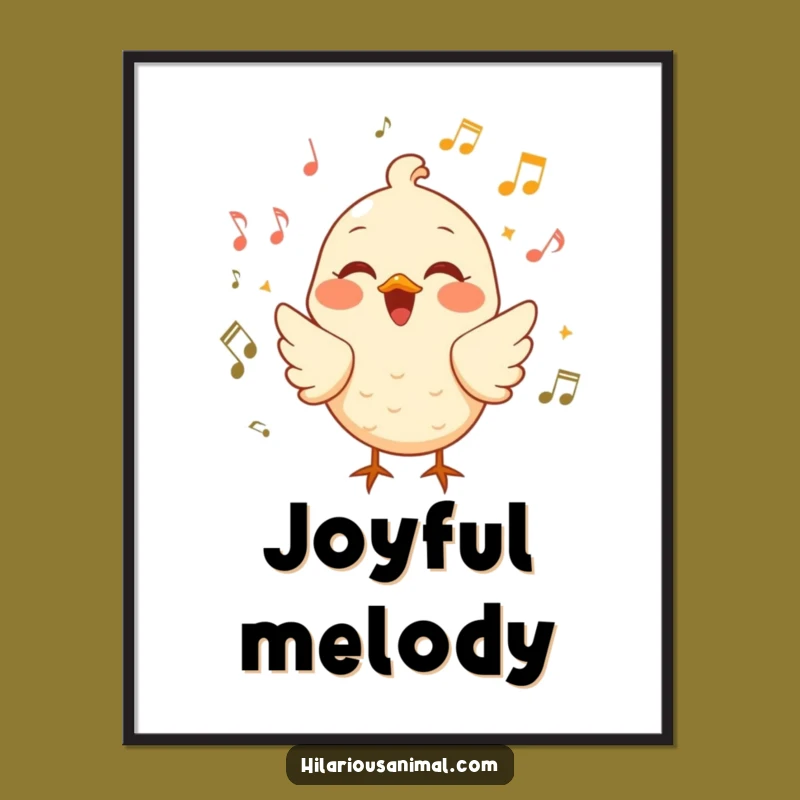 Funny Cheerful Bird Digital Art Print: Instant Musical Laughter for Your Walls