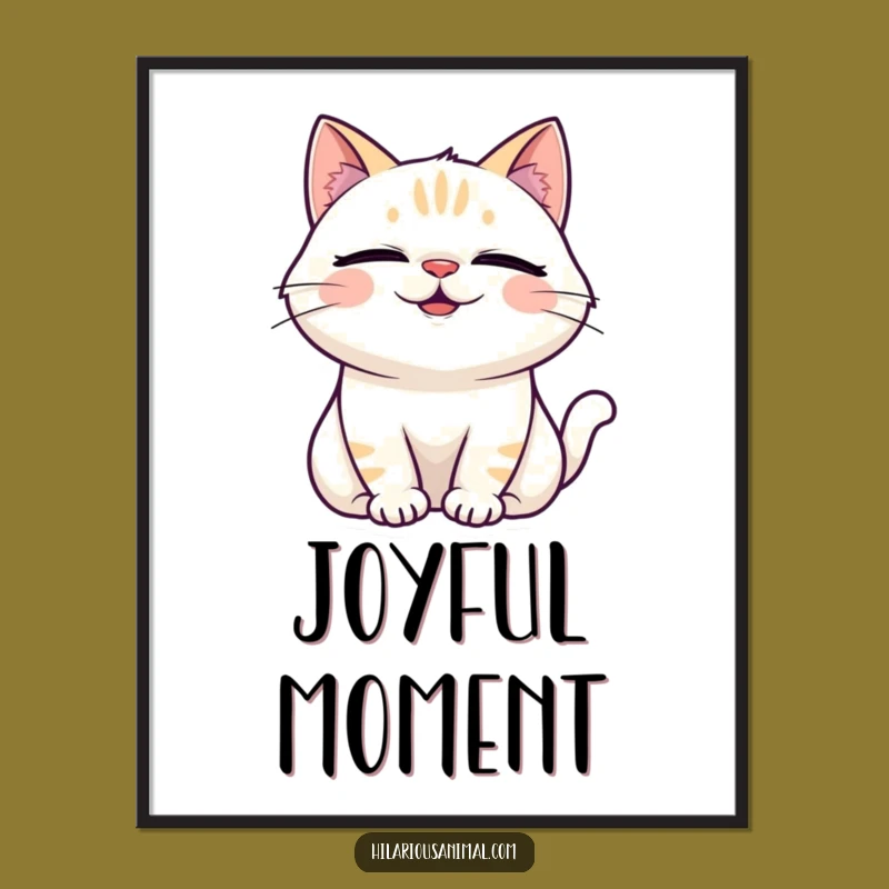 Funny Laughing Cat Digital Art: Feline Joy Expression, Hilarious Decor, Instant Gift