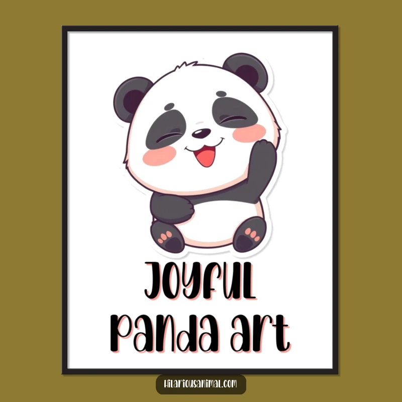 Funny Panda Cub Laughing Digital Art: Instant Hilarious Decor for Joyful Spaces