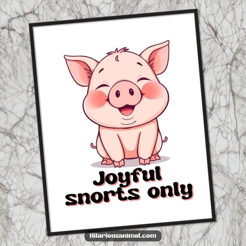 Funny Piglet Digital Art Print: a vibrant illustration of a piglet snorting with infectious laughter, ready to be displayed.