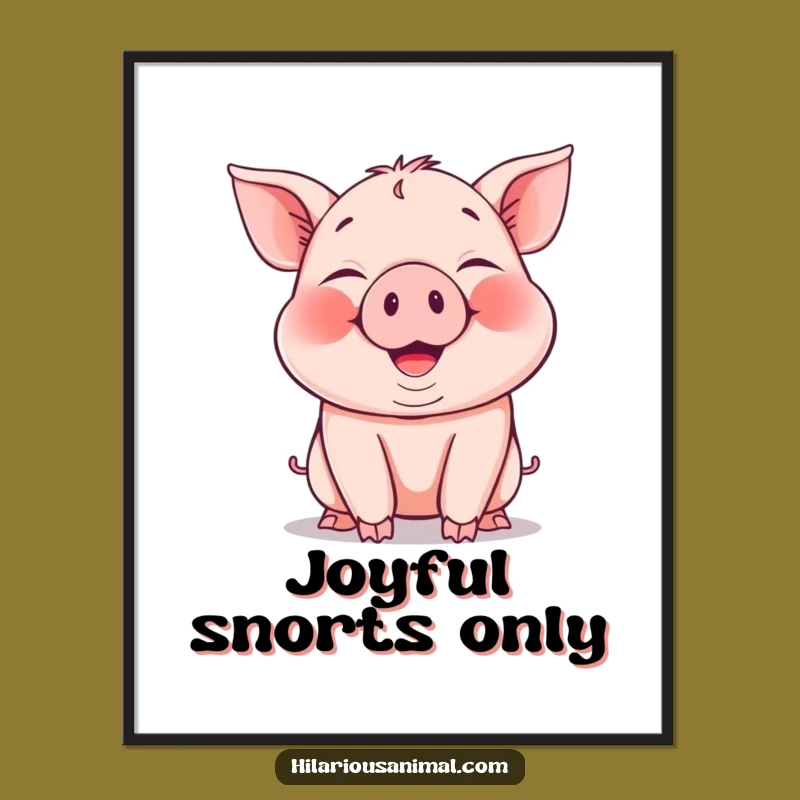 Funny Piglet Digital Art - High-Res Snorting Piggy Print, Instant Laugh Gift
