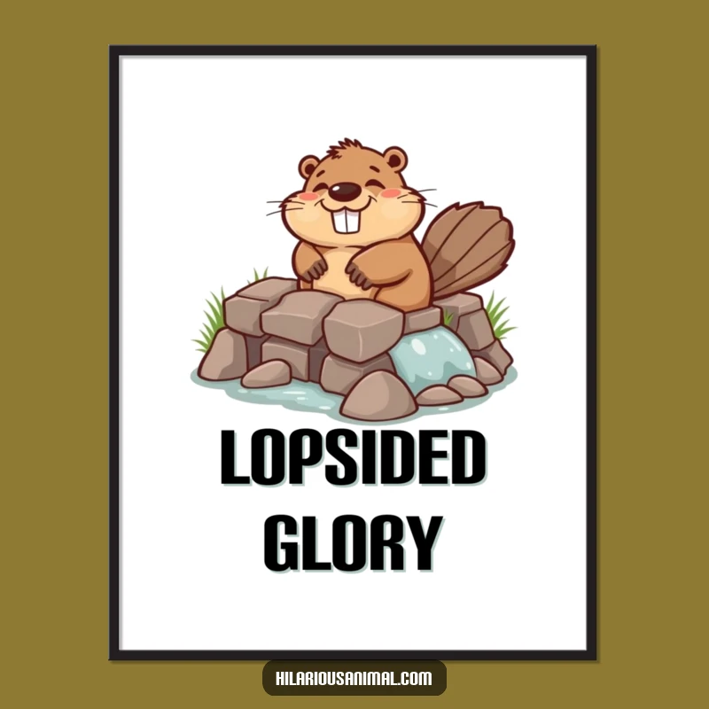 Funny Chuckling Beaver Digital Art: Builder Download, Instant Humor Decor Gift