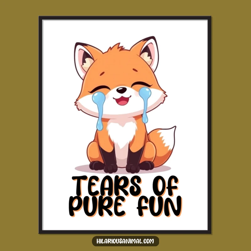 Funny Fox Laughing Tears Digital Art: Instant Hilarious Animal Joy