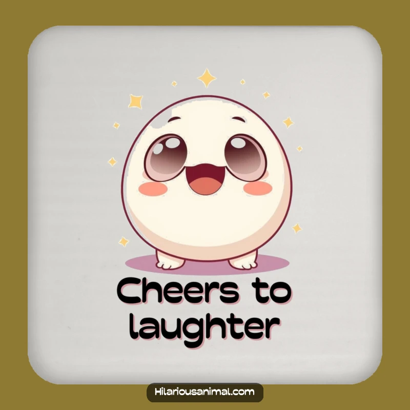 Funny Sparkle Laugh Coaster Set: Protect Tables with Cheerful Giggle Art, Perfect Funny Gift