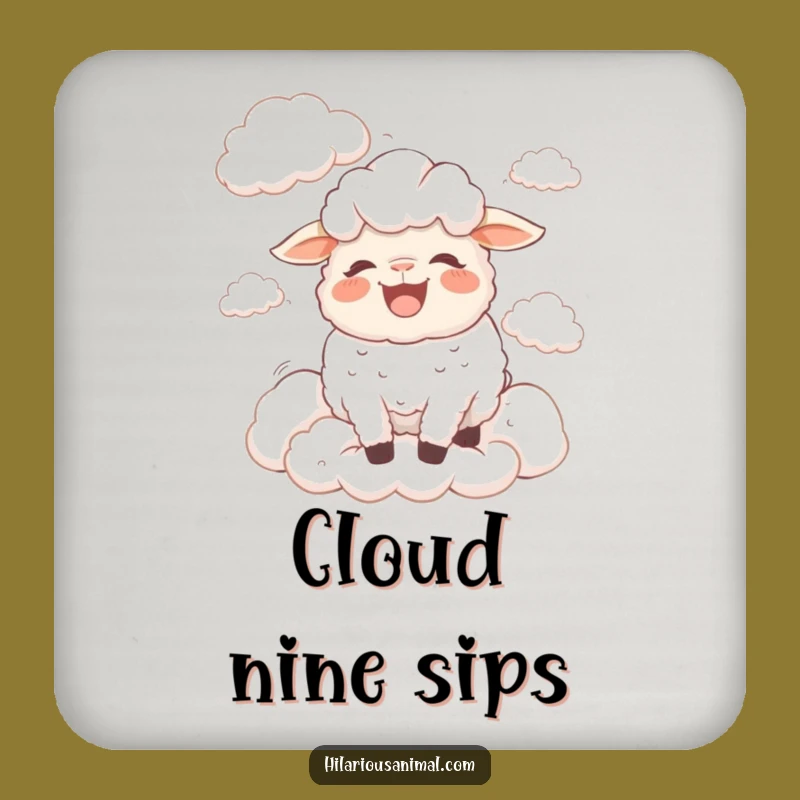 Funny Bewildered Sheep Drink Coasters: Protect Surfaces with Dreamy Laughter