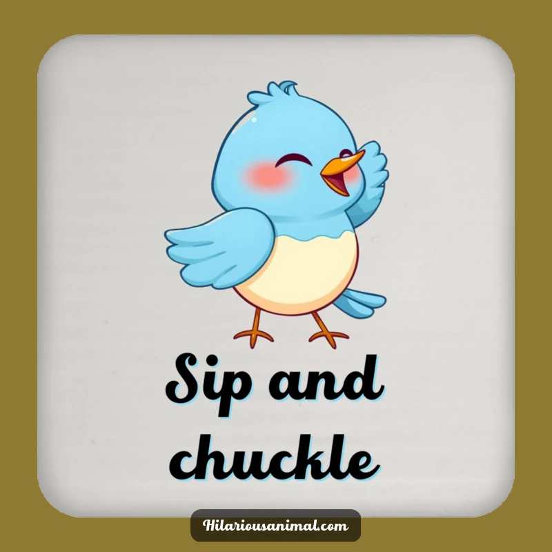 Funny Cackling Blue Bird Coaster - Protect Surfaces with Smiles!