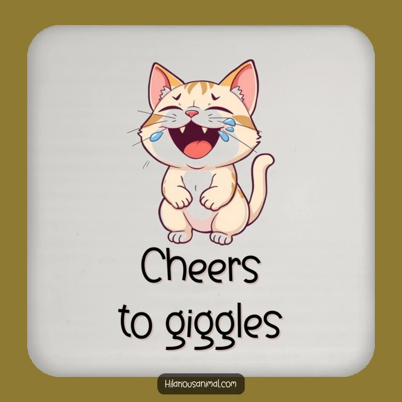 Funny Cat Roaring Tears Coasters - Hilarious Table Protection Gift Set