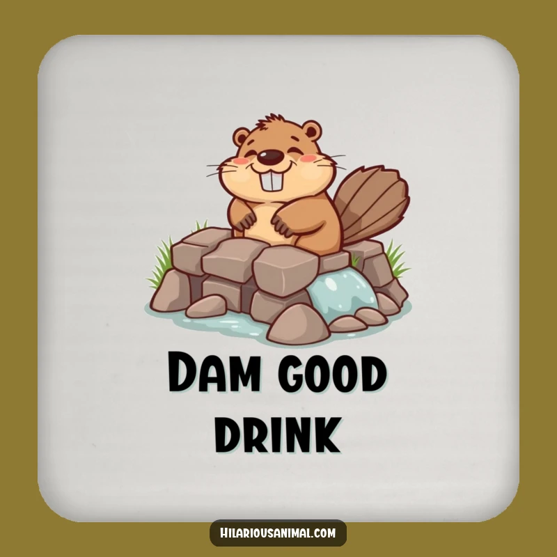 Funny Chuckling Beaver Coasters: Set of 4 Builder Designs, Protect Surfaces Humorously