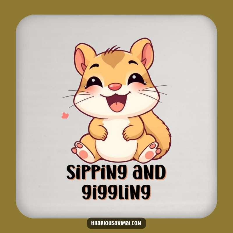 Funny Delighted Squirrel Coasters - Giggling Protection, Tabletop Humor Gift