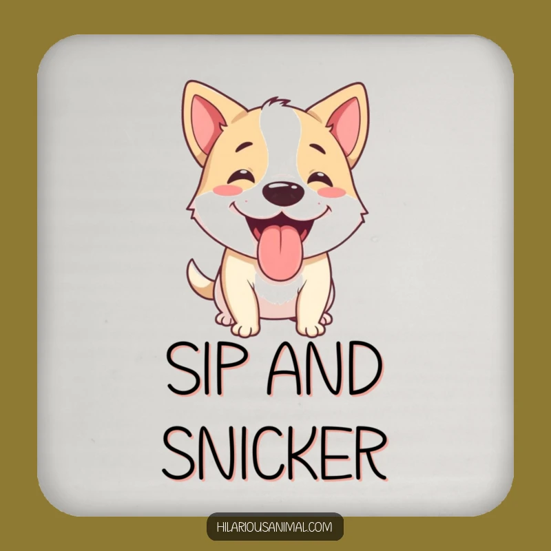 Funny Dog Panting Happy Coasters - Hilarious Table Protection Gift Set