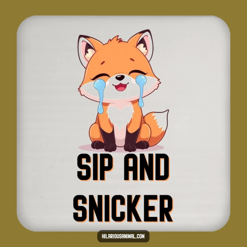 Funny Fox Laughing Tears Coasters: Protect Surfaces with Hilarious Charm
