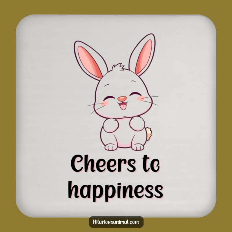 Funny Happy Bunny Coaster - Twitching Nose & Perked Ears, Protect with Charm!