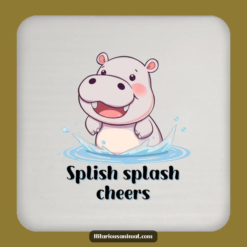 Funny Hippo Cub Coasters: Protect Surfaces with Delightful Splashes!
