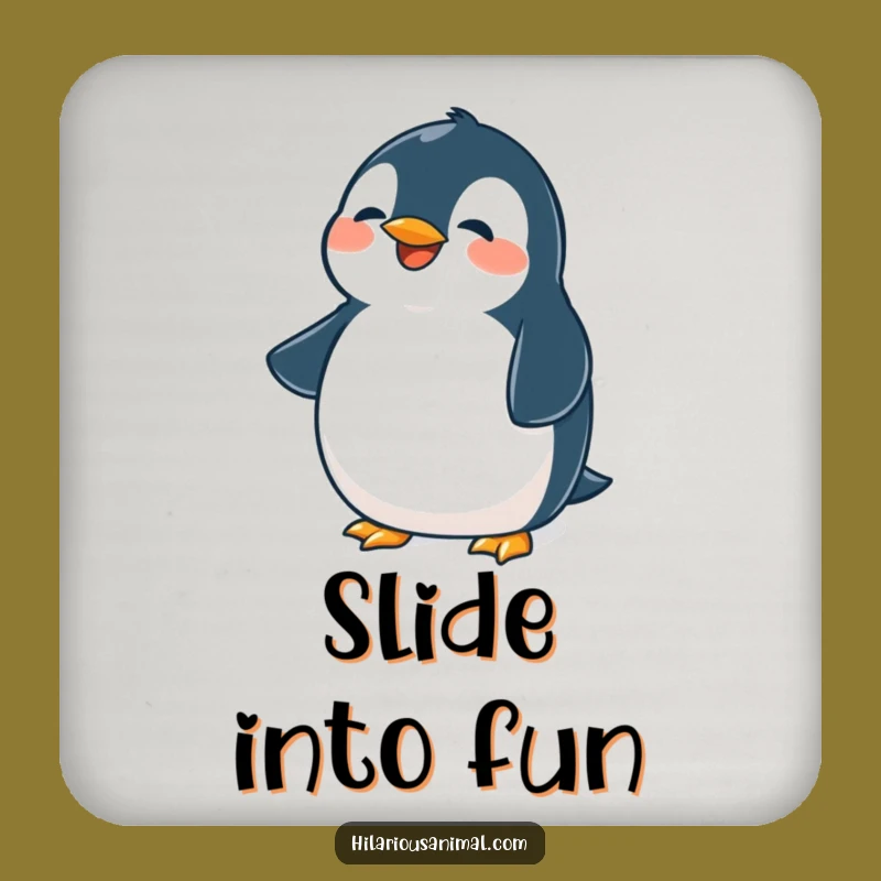 Funny Penguin Coaster: Belly Laughing Protector, A Cute Funny Gift!