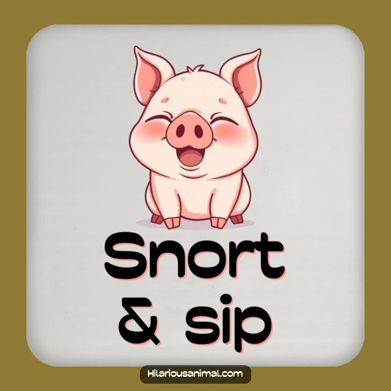 Funny Piglet Laughter Drink Coaster: Protect Surfaces with Joy!