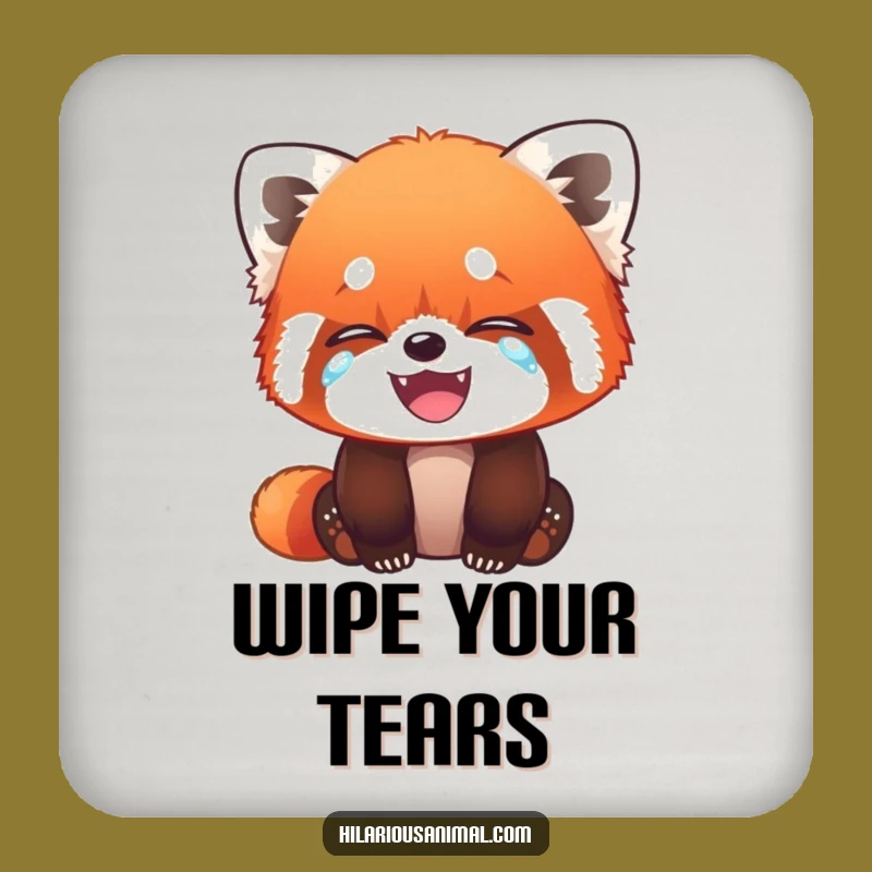 Funny Red Panda Cub Coaster: Hilarious Drink Protection Gift