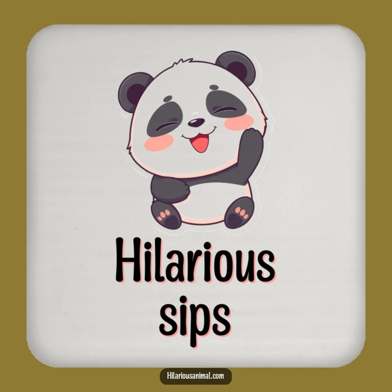 Funny Panda Cub Laughing Coasters: Protect Surfaces with Hilarious Cuteness
