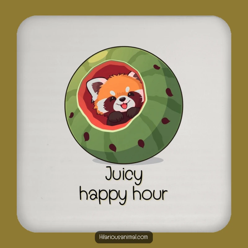 Funny Red Panda Watermelon Coaster - Hilarious Decor for Drink Protection