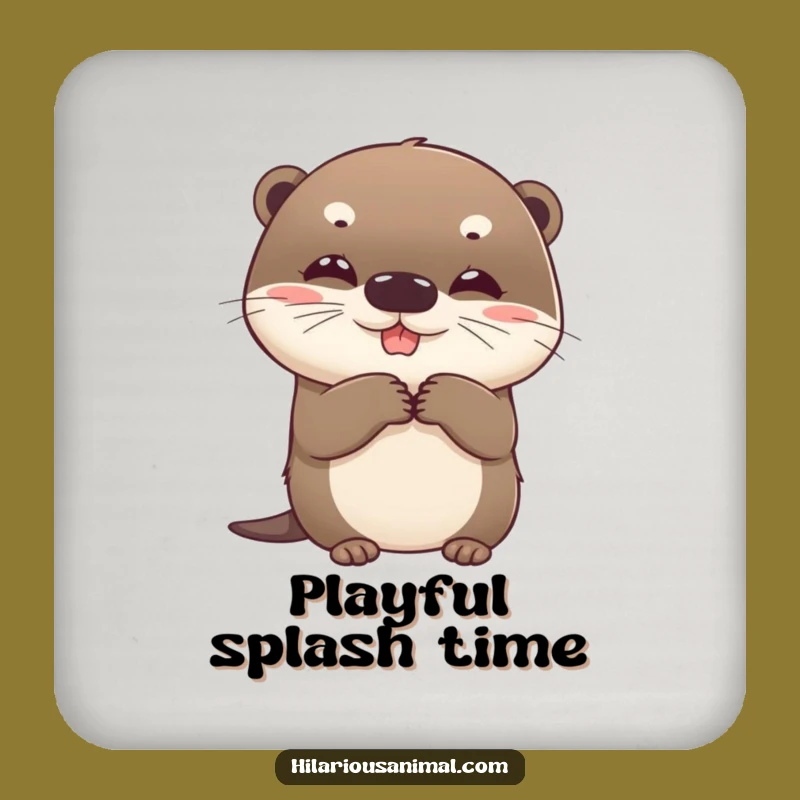 Funny Otter Coaster: Giggling Cub Protector, A Cute Funny Gift!