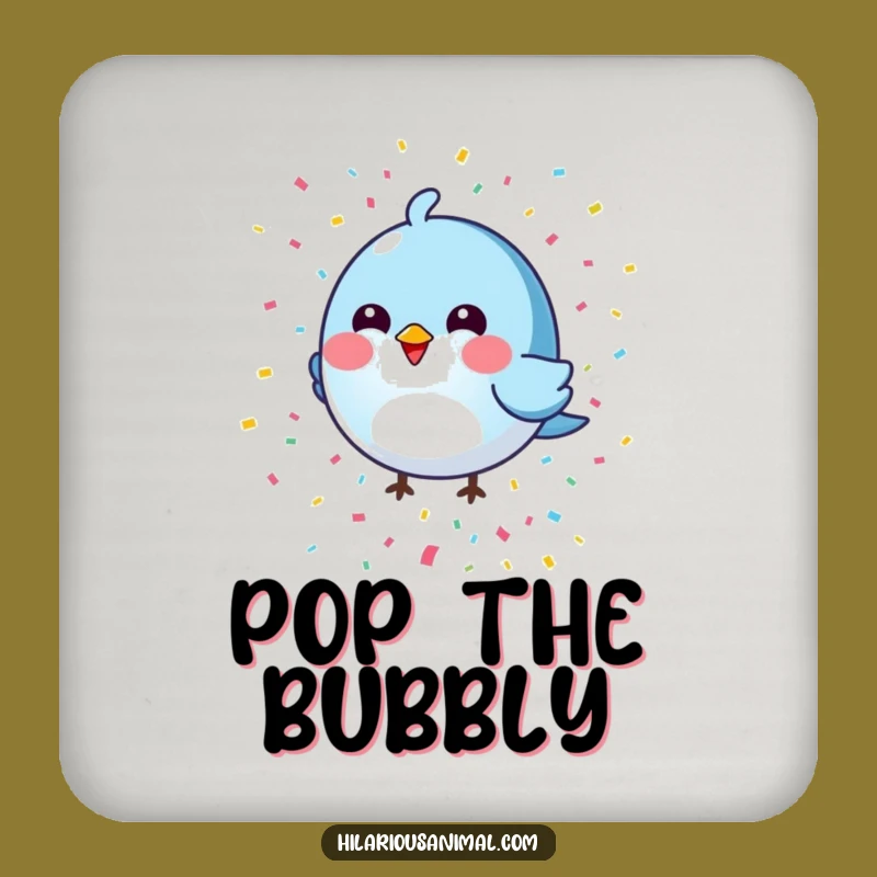 Funny Blue Bird Coasters: Confetti Shower, Whimsical Protection Gift