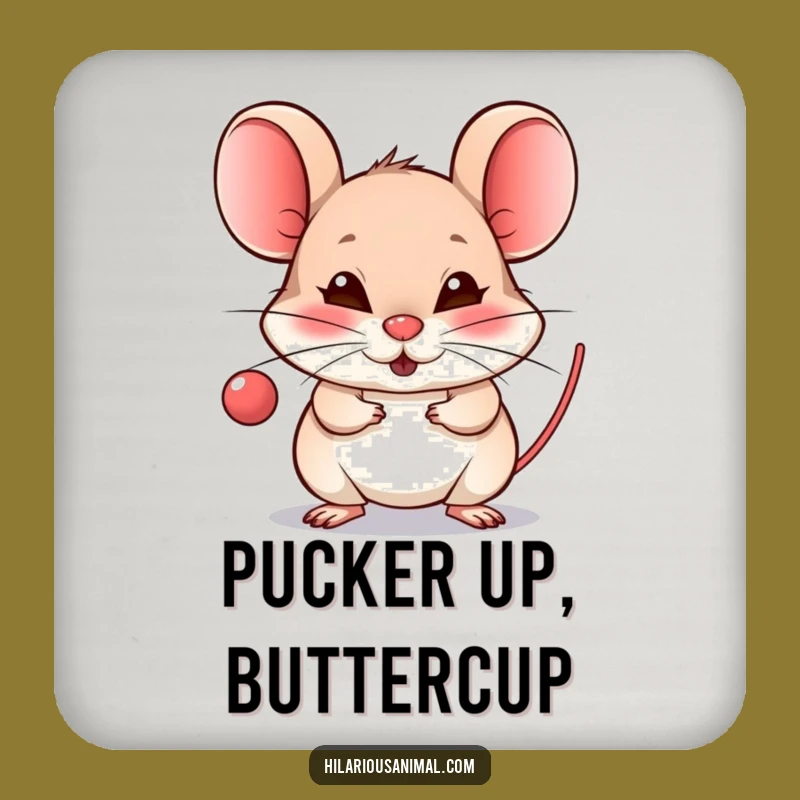 Funny Mouse Raspberry Coaster: Mischievous Drink Protection Gift