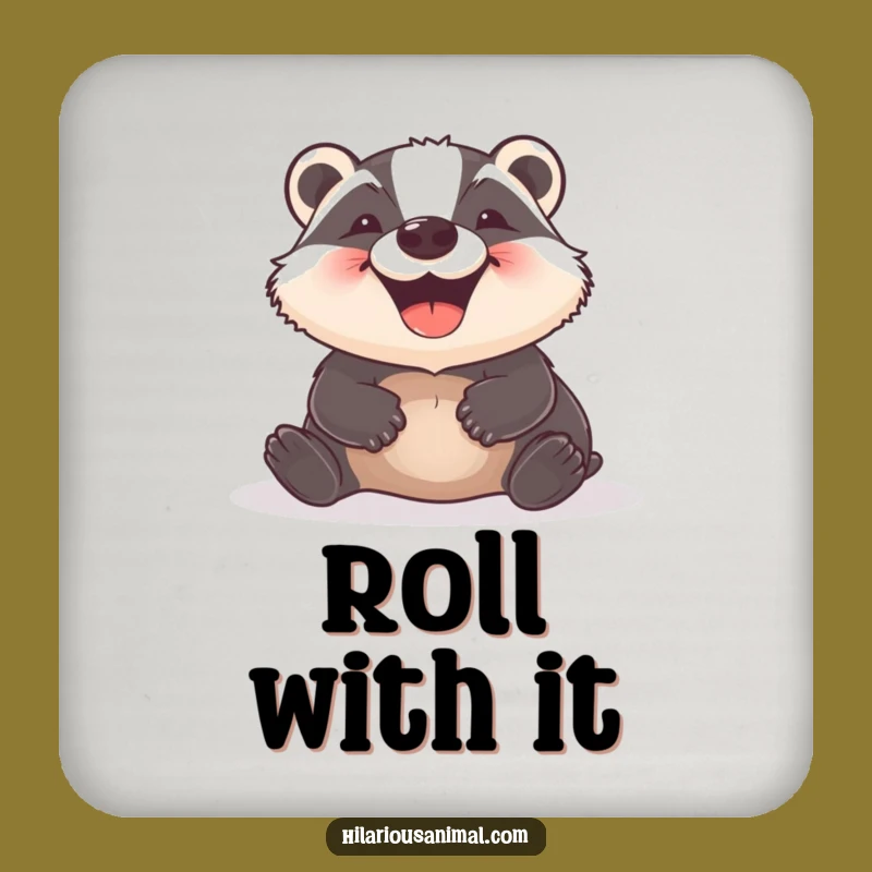 Funny Badger Drink Coaster: Delighted Grin Rolling Surface Protector