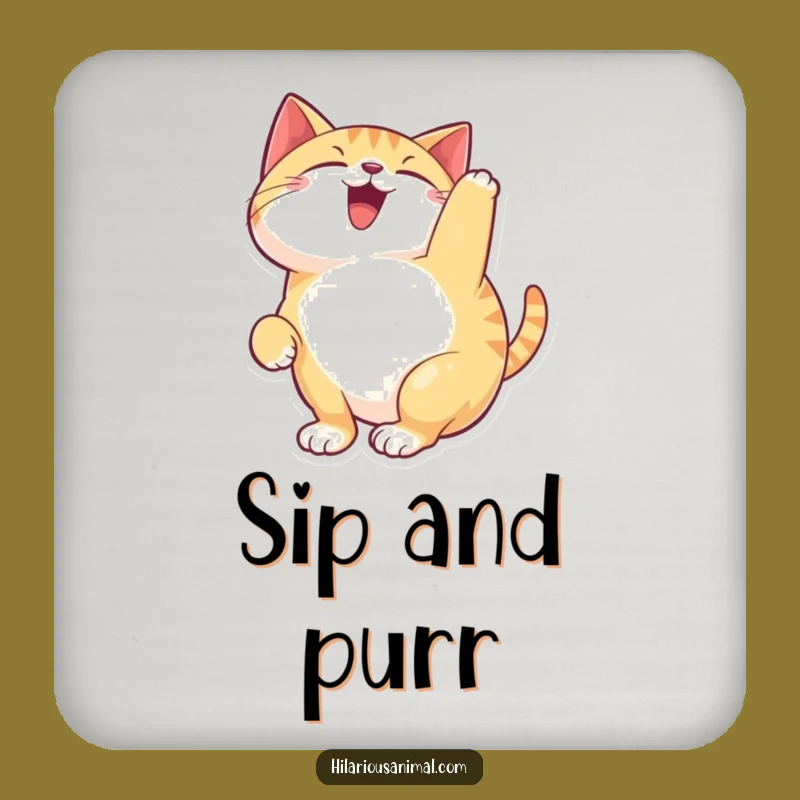 Funny Happy Cat Coasters: Set of 4 Feline Designs, Protect Surfaces Humorously