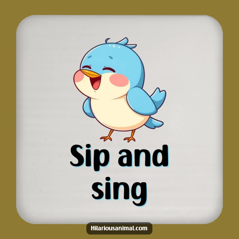 Funny Blue Bird Chirping Coaster: Cheerful Drink Protection Gift
