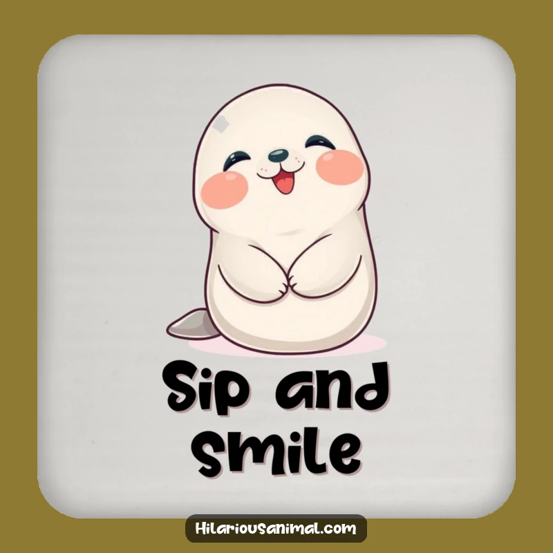 Funny Seal Cub Giggling Coasters: Protect Surfaces with Hilarious Charm