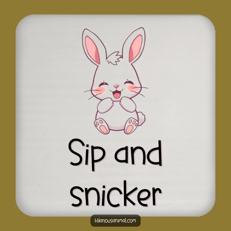 Funny Cheerful Bunny Coasters: Set of 4 Rabbit Designs, Protect Surfaces Humorously