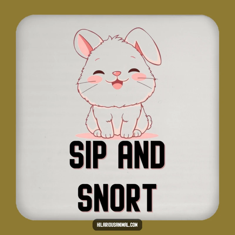 Funny Bunny Snorting Coaster - Fluffy Rabbit Drink Protector Gift