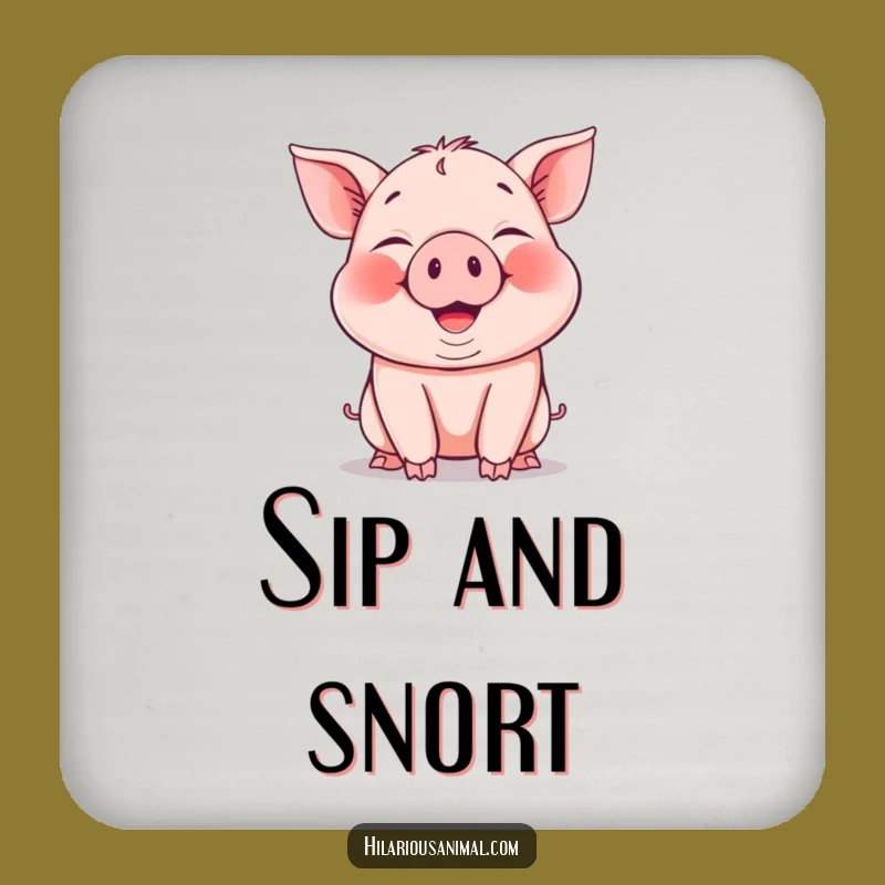 Funny Piglet Coaster - Snorting Laughter Drink Protector, Hilarious Bar Accessory