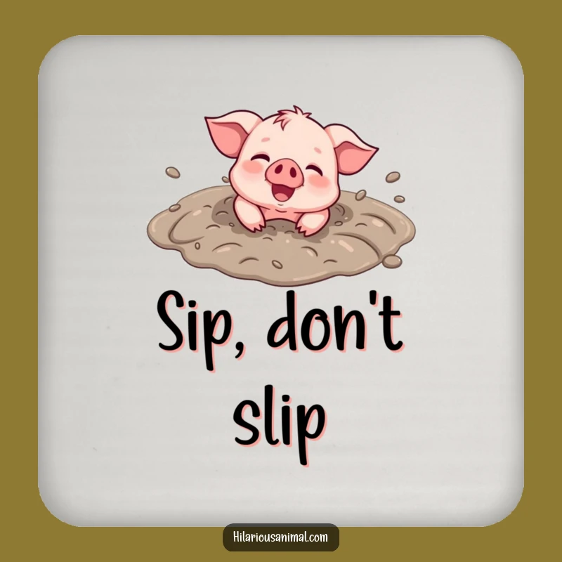 Funny Piglet Mud Puddle Coaster: Joyful Drink Protection Gift