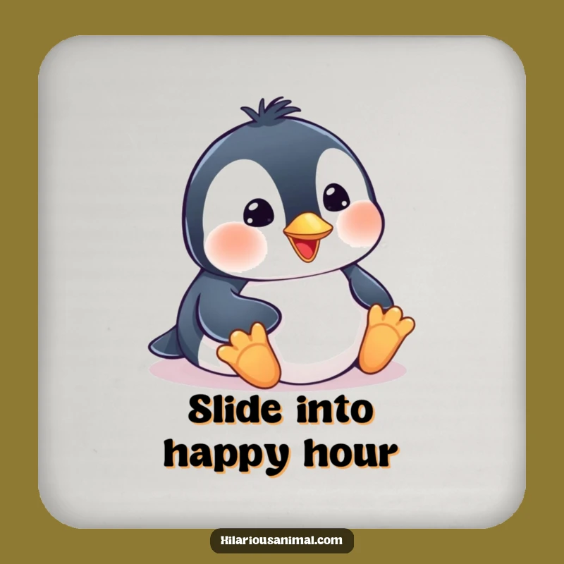 Funny Penguin Cub Coasters: Protect Surfaces with Belly Slide Smiles!